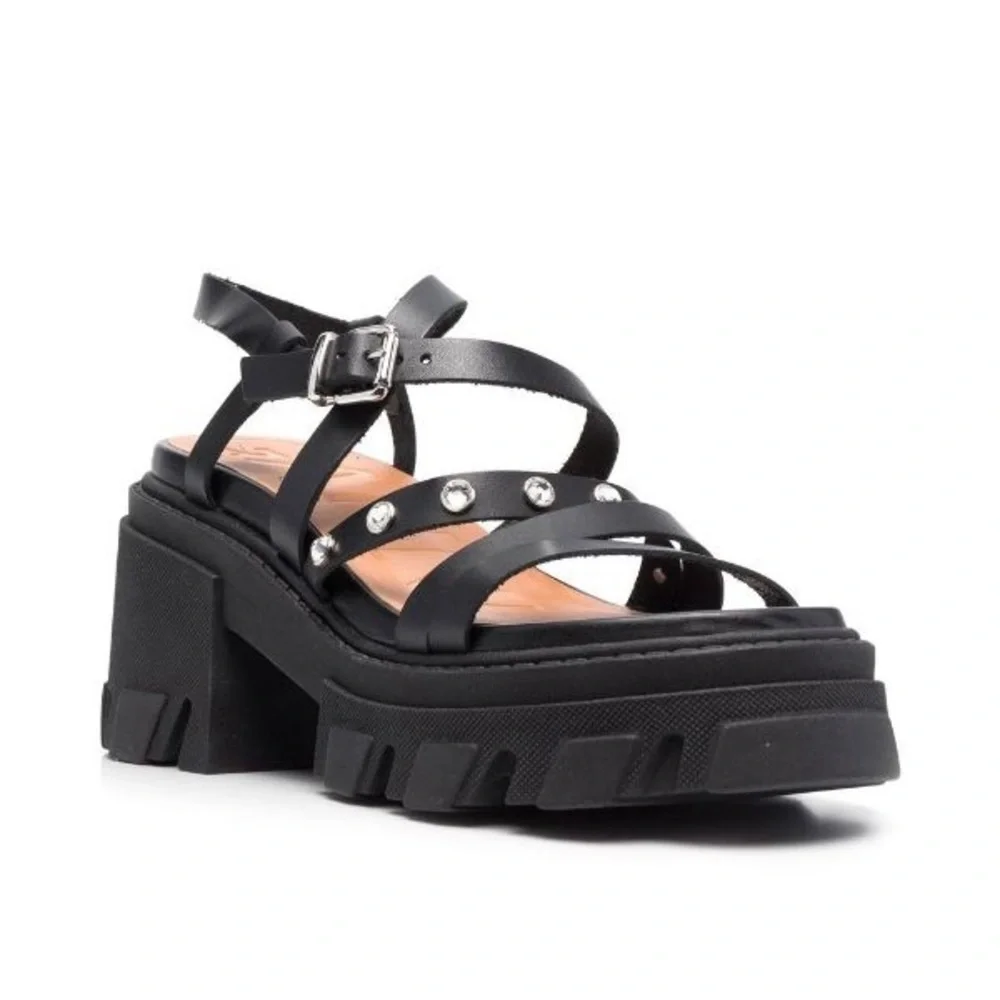 Ganni Black Platform Chunky Heel Sandals - Picture 2 of 8